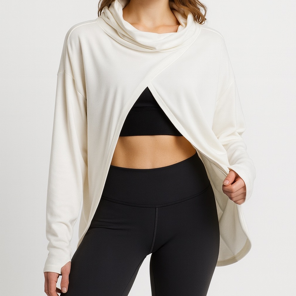 Cable & Gauge Cream Cowl Neck Sweater